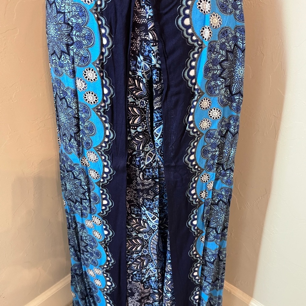 Women's Blue Patterned Swim Cover-Up Pants‎ - Picture 3 of 3